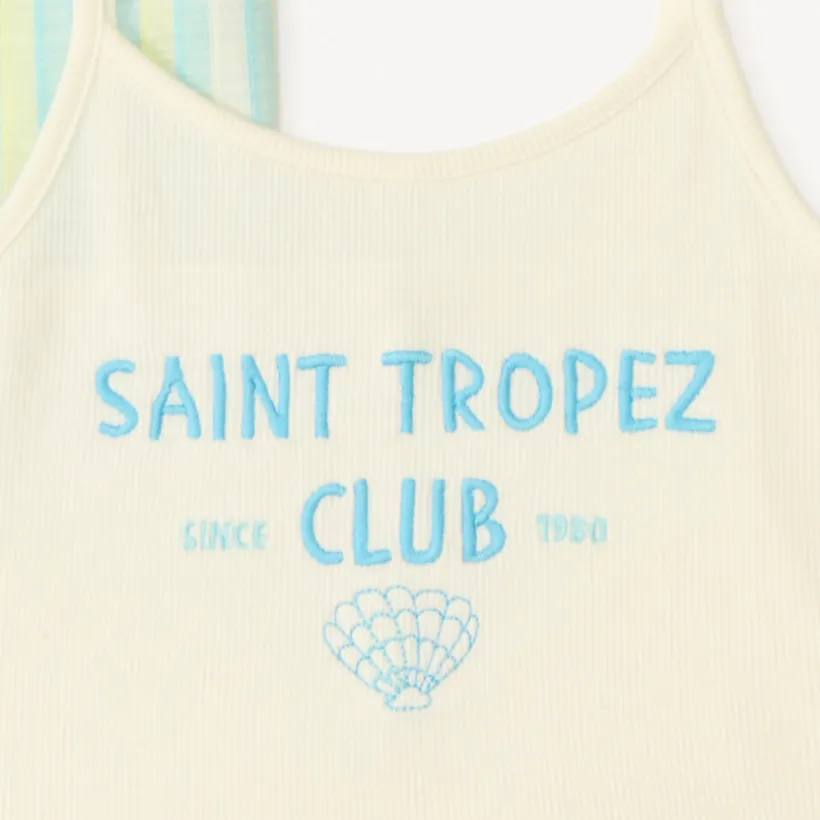 Twee-delig set met korte mouwen overhemd + fancy crop top meisjes