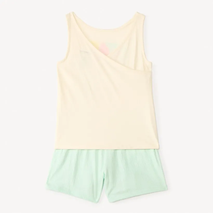 Tweedelig set met mouwloos shirt en bloemetjes shortrok meisjes