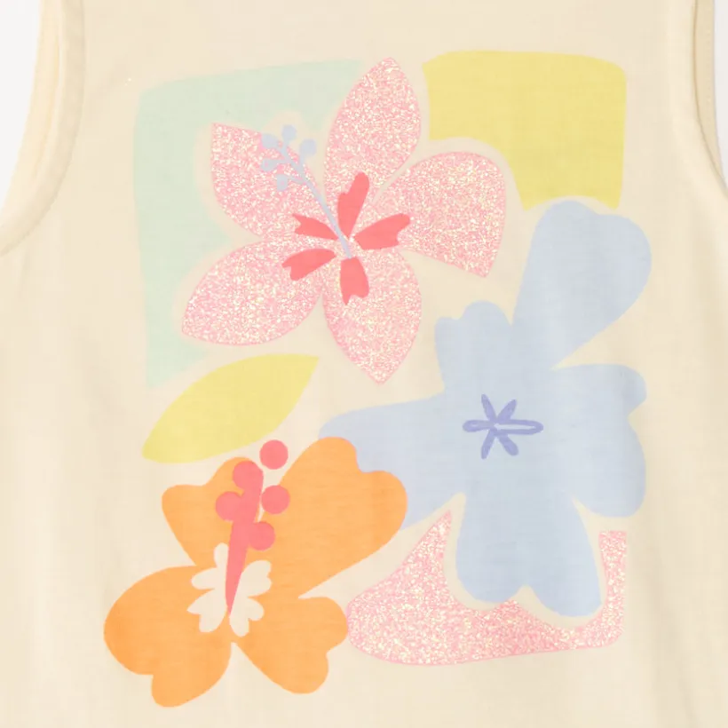 Tweedelig set met mouwloos shirt en bloemetjes shortrok meisjes