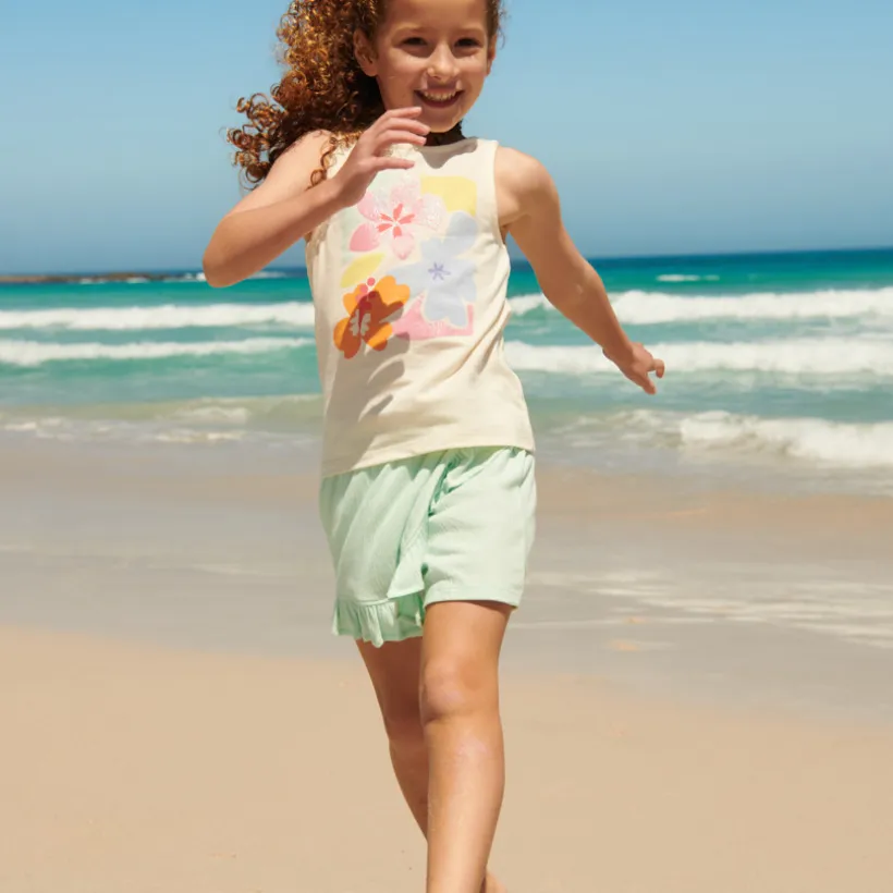 Tweedelig set met mouwloos shirt en bloemetjes shortrok meisjes