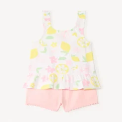 Tweedelig set met mouwloos topje met volants + shorts voor babymeisjes