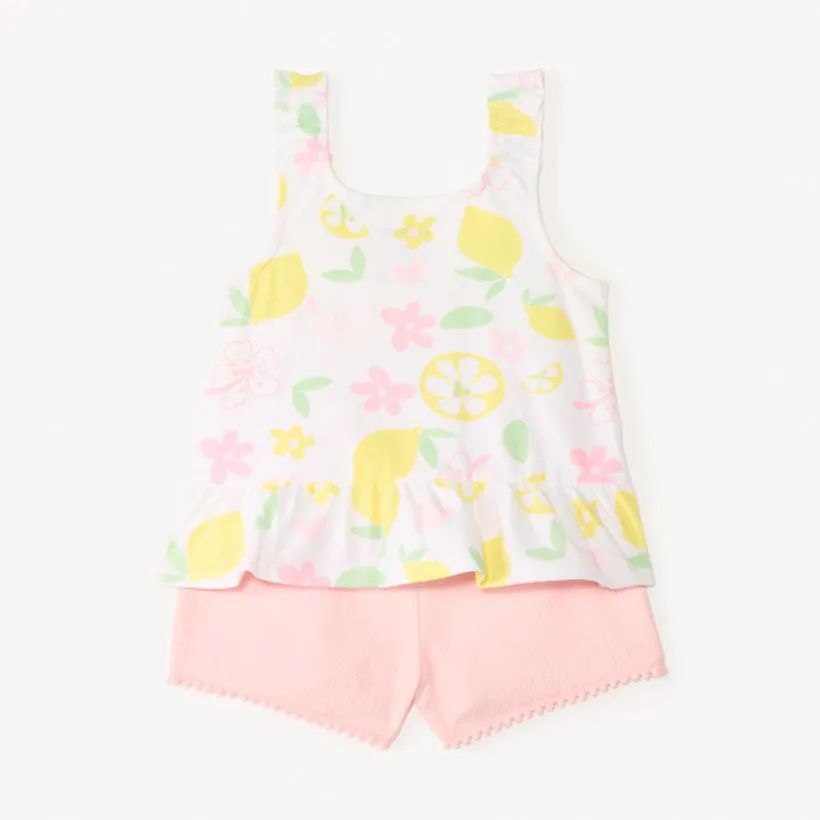 Tweedelig set met mouwloos topje met volants + shorts voor babymeisjes