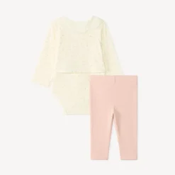 Tweedelig set voor baby meisjes: rompertje met vesteffect en legging.