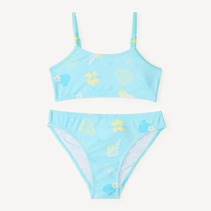 Twee-delig zwemsetje met fantasie schelpenprint voor babymeisjes
