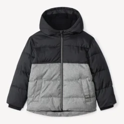 Tweekleurige donsjas met microfleece voering jongens