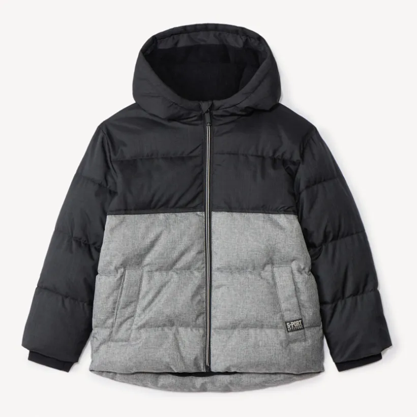 Tweekleurige donsjas met microfleece voering jongens