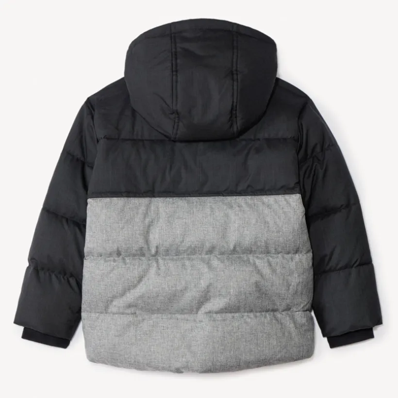 Tweekleurige donsjas met microfleece voering jongens