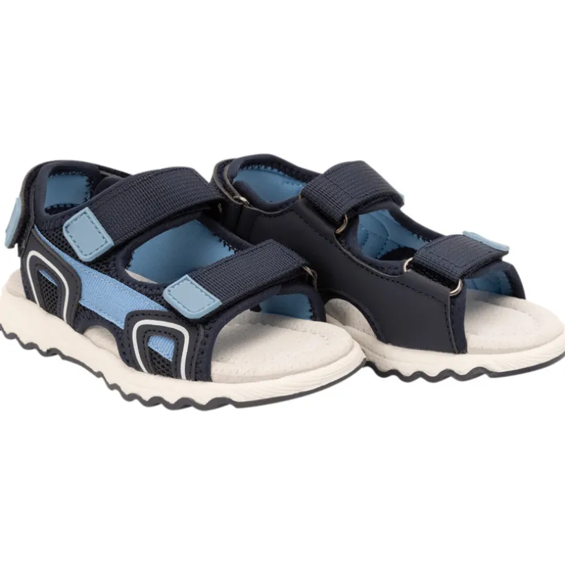 Tweekleurige sandalen met velcro in mesh jongens