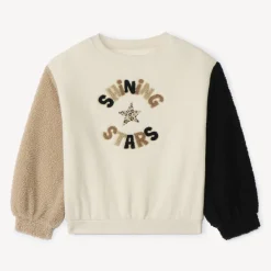 Tweekleurige semi-oversized sweatshirt met borduurwerk meisjes