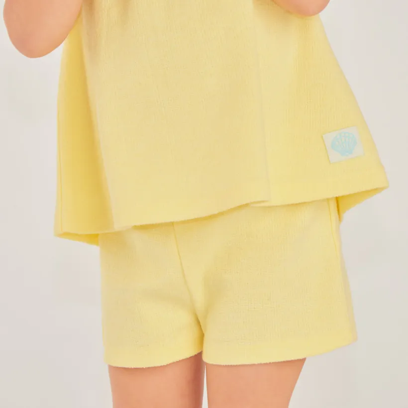 Tweeledig set met tuniek + korte broek van uni fantasie stof voor babymeisjes