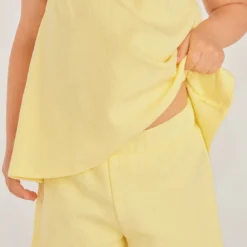 Tweeledig set met tuniek + korte broek van uni fantasie stof voor babymeisjes