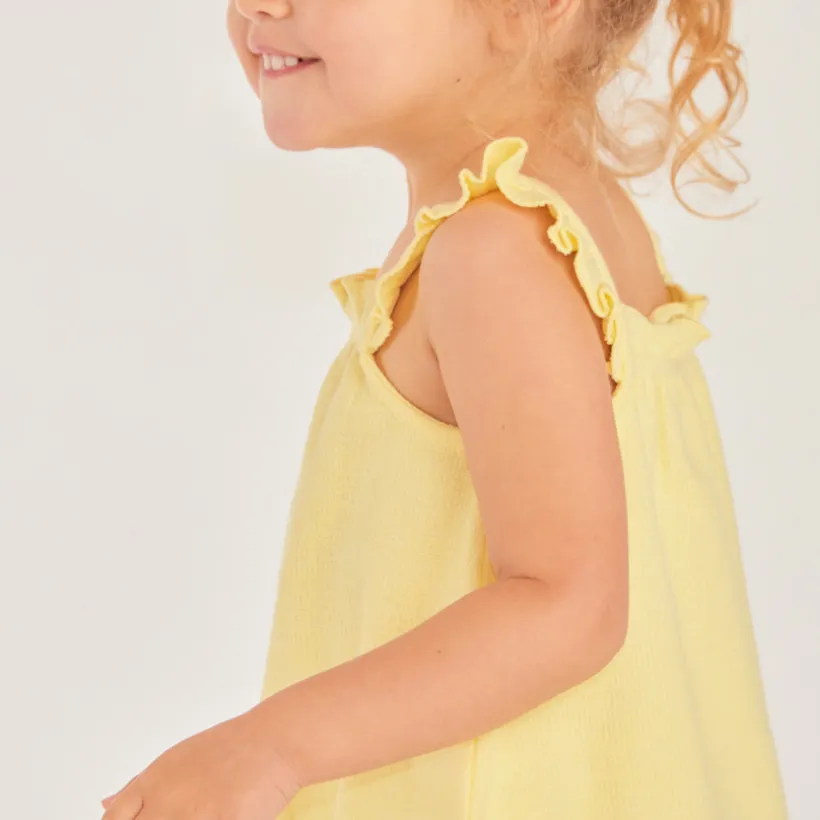 Tweeledig set met tuniek + korte broek van uni fantasie stof voor babymeisjes