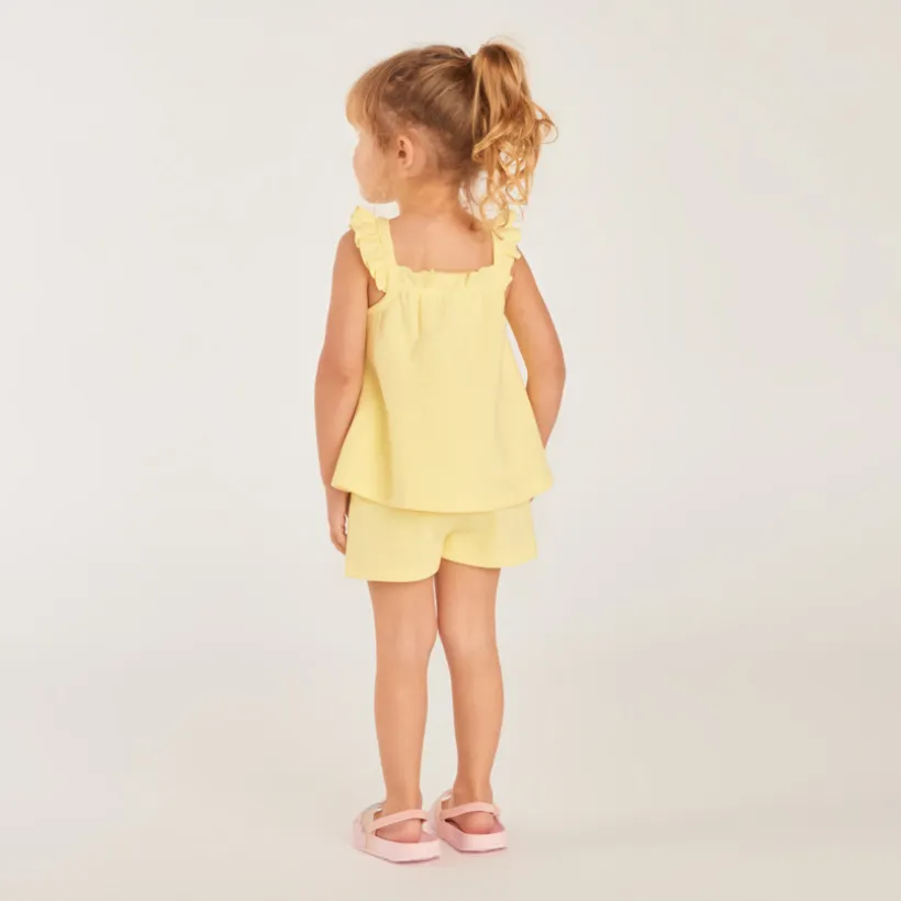 Tweeledig set met tuniek + korte broek van uni fantasie stof voor babymeisjes