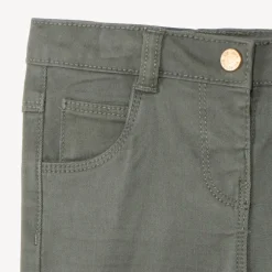 Twillbroek effen meisjes, verstelbare taille, drukknopsluiting, met zakken
