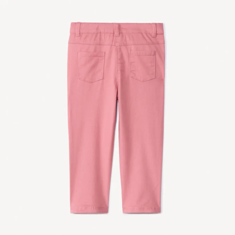 Twillbroek effen meisjes, verstelbare taille, drukknopsluiting, met zakken