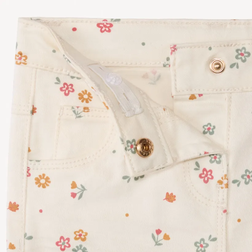 Twillbroek met bloemenprint meisjes