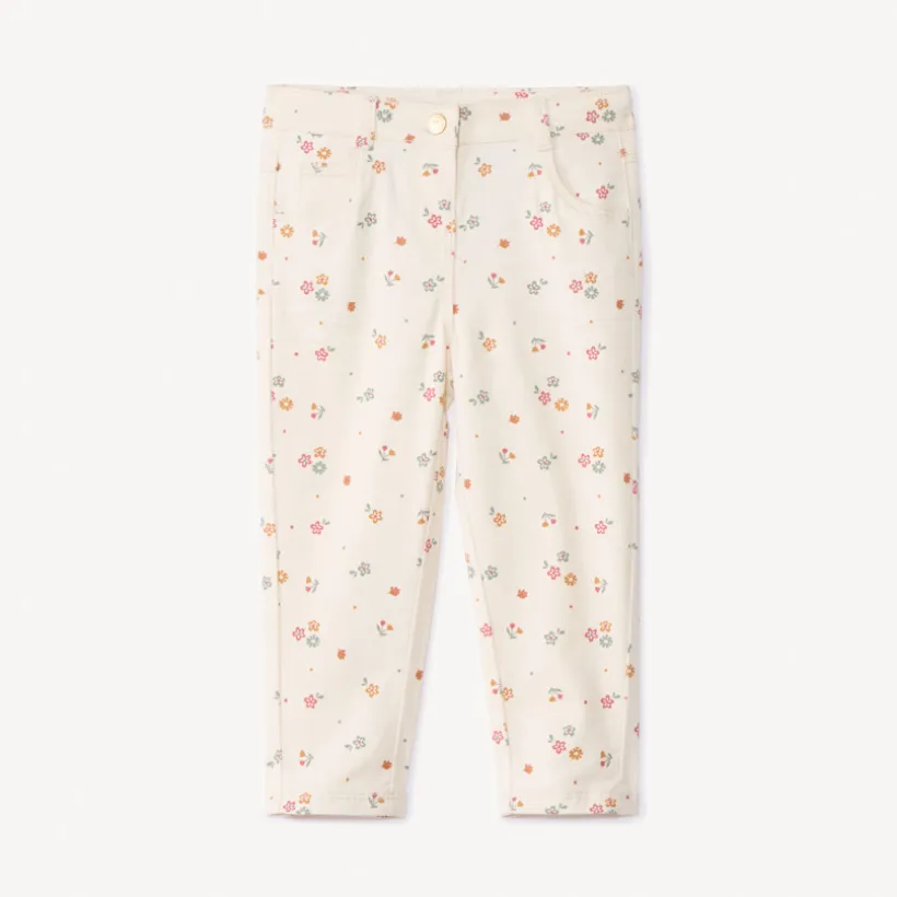 Twillbroek met bloemenprint meisjes