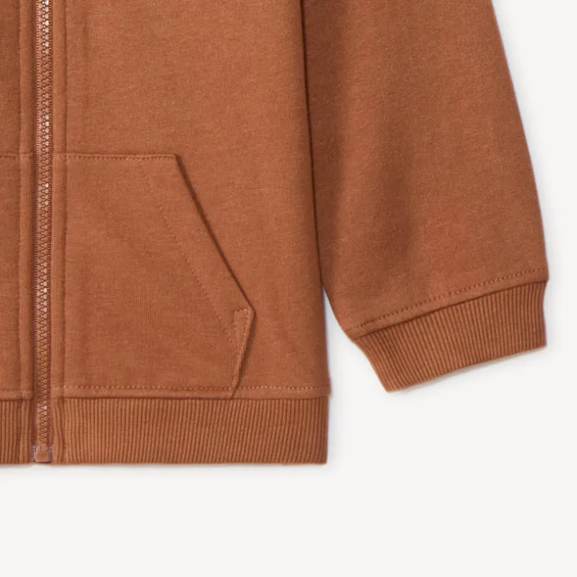 Unicolor hoody gilet met berenoren voor babyjongen