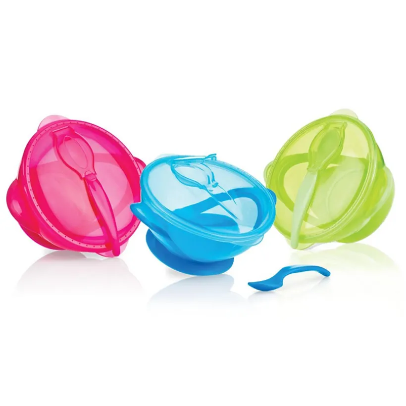 Vastzetbare kom met lepel 6m + - Willekeurige kleur