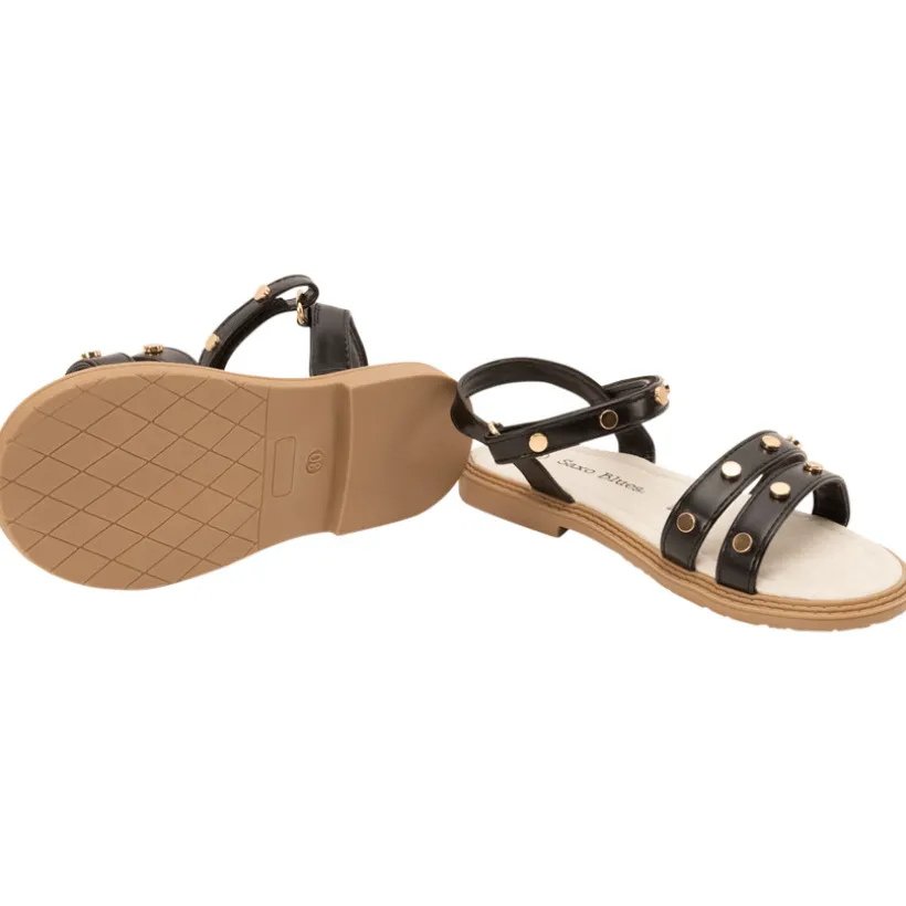 Velcro sandalen met leder effect en gouden studs meisjes
