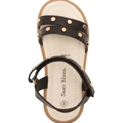 Velcro sandalen met leder effect en gouden studs meisjes