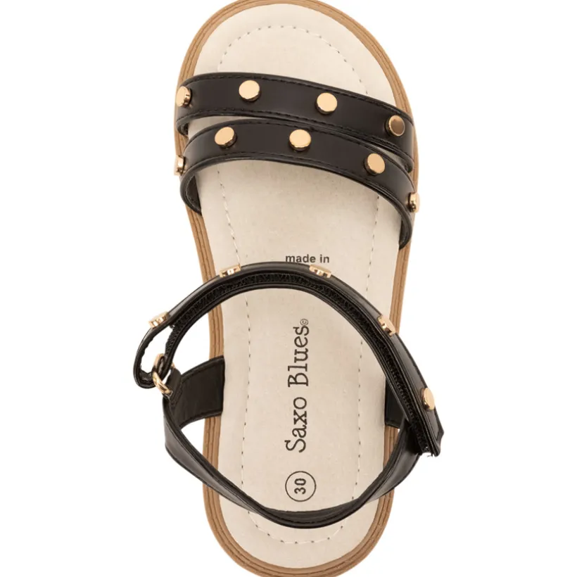 Velcro sandalen met leder effect en gouden studs meisjes