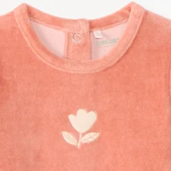 Velours romper voor meisje met fantasie borduursel