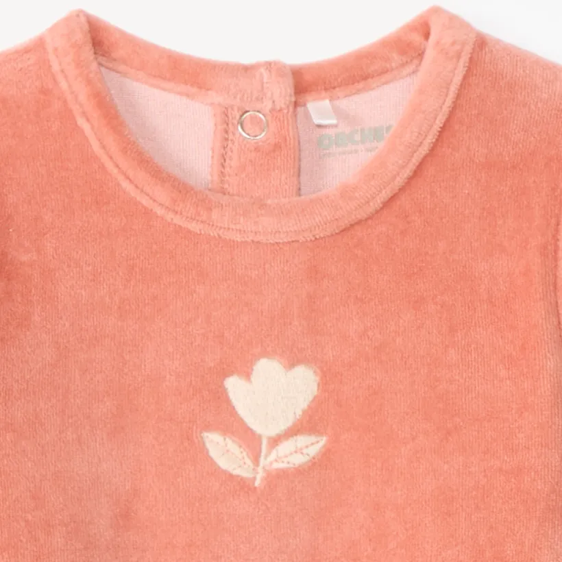 Velours romper voor meisje met fantasie borduursel