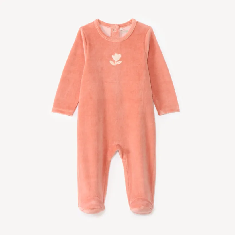 Velours romper voor meisje met fantasie borduursel