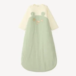 Velours slaapzak met afneembare mouwen, teddybeer borduursel TOG 3 voor babyjongen.