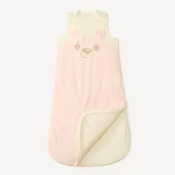 Velours slaapzak met afneembare mouwen, borduursel met teddybeer, TOG 3 voor meisjesbaby.