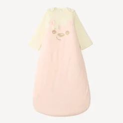 Velours slaapzak met afneembare mouwen, borduursel met teddybeer, TOG 3 voor meisjesbaby.