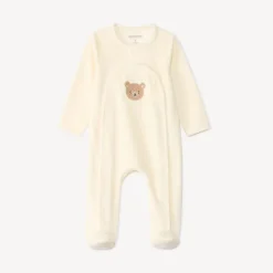 Velours slaapzak met berenpatch voor baby's