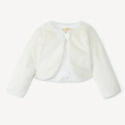 Vest in bolérostijl met gewatteerd namaakbont en lintknoop meisjes