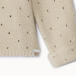 Vest in effen gebreide pointelle mesh met opengewerkte structuur voor babymeisje