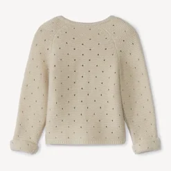 Vest in effen gebreide pointelle mesh met opengewerkte structuur voor babymeisje