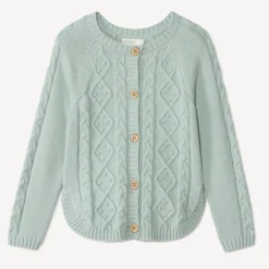 Vest in effen gebreid met fantasietorsade meisjes