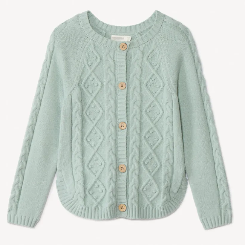 Vest in effen gebreid met fantasietorsade meisjes