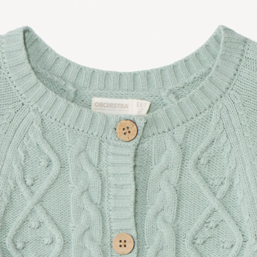 Vest in effen gebreid met fantasietorsade meisjes