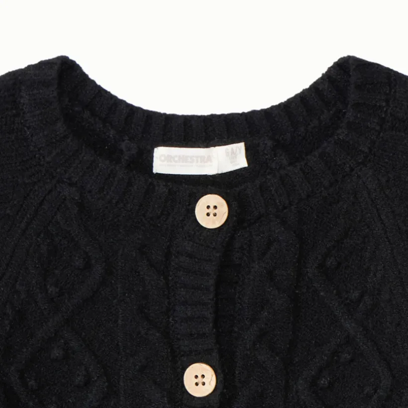 Vest in effen gebreid met fantasietorsade meisjes