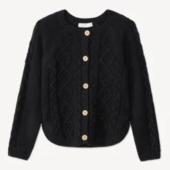 Vest in effen gebreid met fantasietorsade meisjes