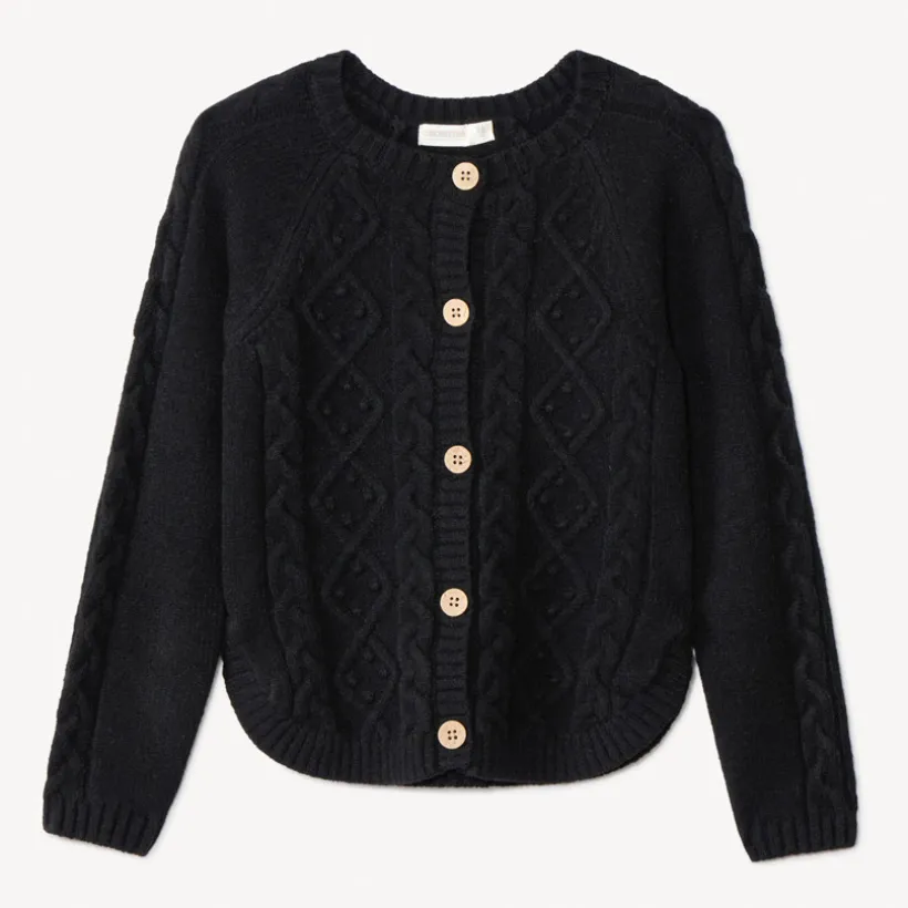 Vest in effen gebreid met fantasietorsade meisjes