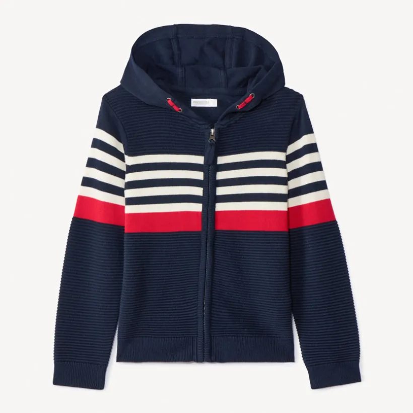 Vest in fantasiegebreide stof met colour block effect jongens