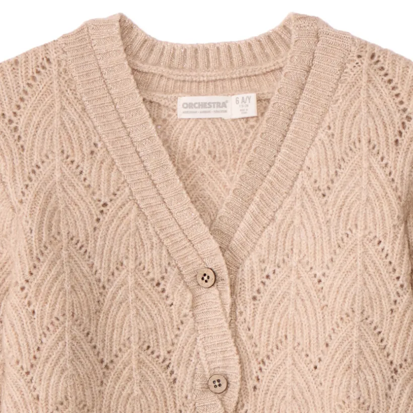 Vest in fantasiegebreid met torsadeknopen meisjes