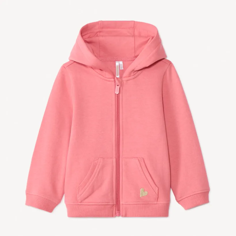 Vest in fleece effen met geborduurd lurex hart meisjes