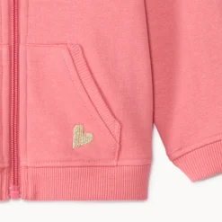 Vest in fleece effen met geborduurd lurex hart meisjes