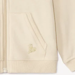 Vest in fleece effen met geborduurd lurex hart meisjes