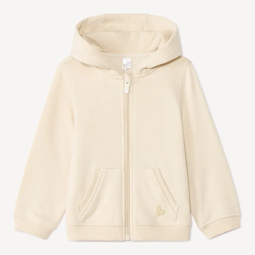 Vest in fleece effen met geborduurd lurex hart meisjes