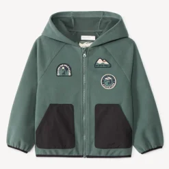 Vest in fleece met kap en geborduurde patch jongens