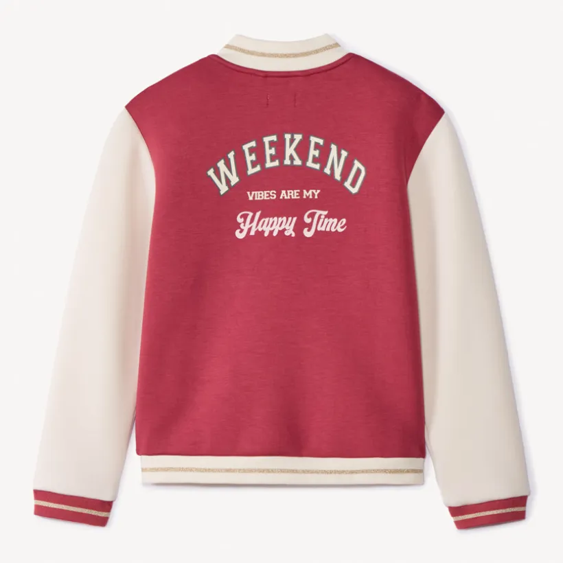 Vest in fleece met teddyhals en colourblock-effect meisjes